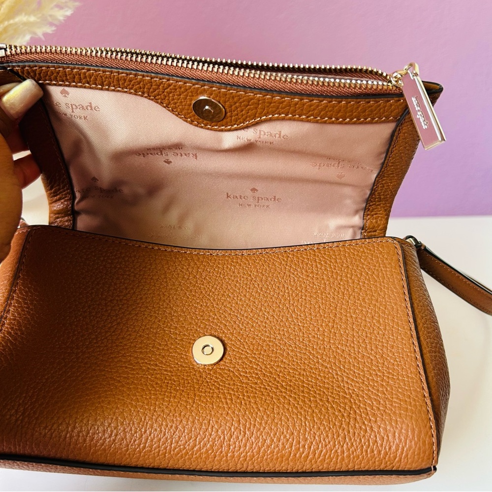 kate spade New York Tan Pebbled Leather Crossbody Bag - Picture 6 of 8